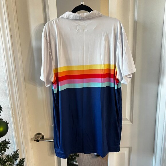 172 Tipsy Elves Striped Short Sleeve Polo Size XXL Color White Blue - Picture 3 of 3
